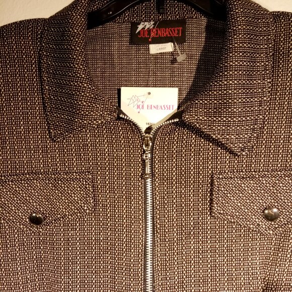 Women's 2 pc suit with Pants sz L Black White print Vintage/Retro NWT Zip Jacket - Picture 3 of 11